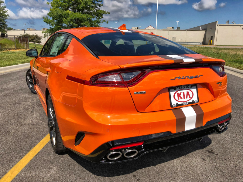 Illustration for article titled Someone Thought This Cleveland Browns-Themed Kia Stinger GTS Was A Good Idea